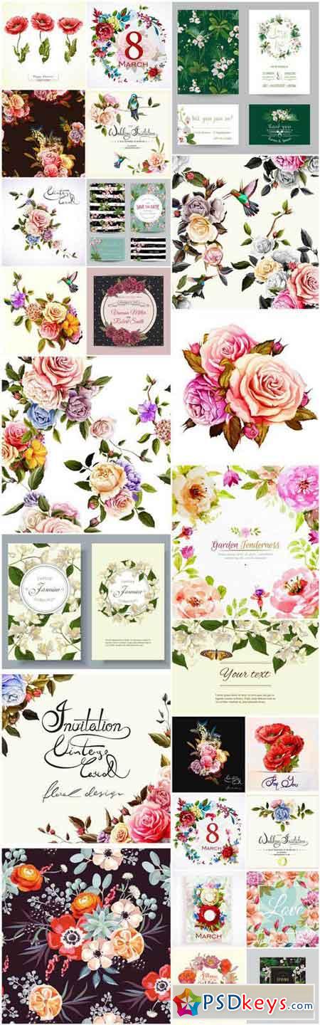 Flowers Card And Background #3 - 25 Vector