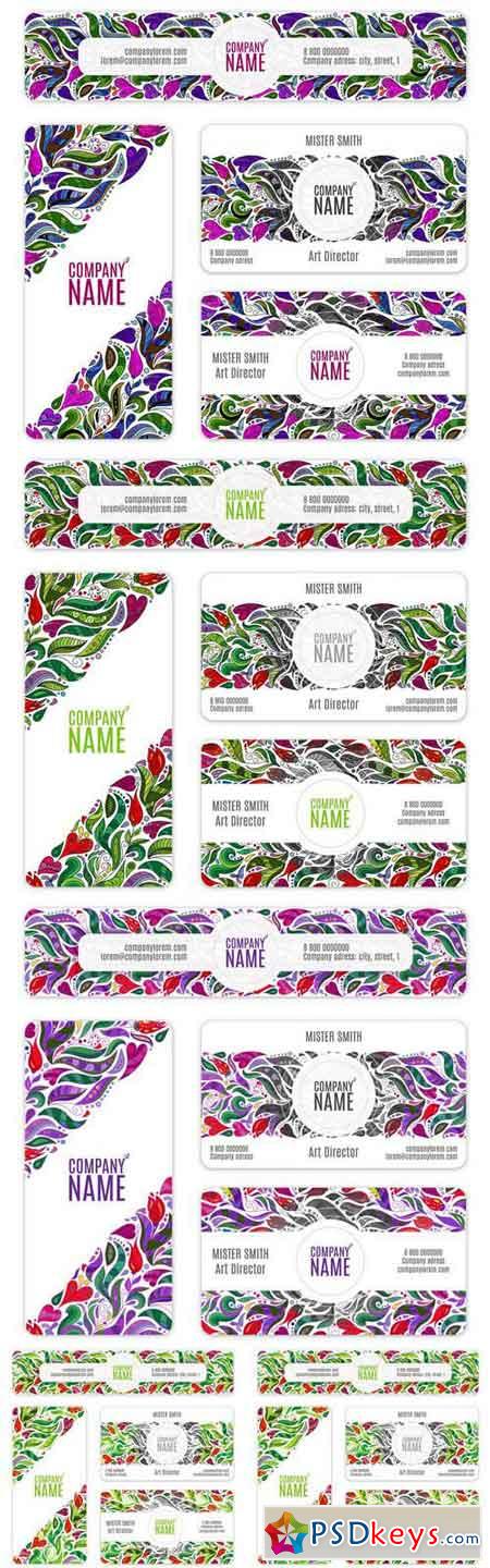 Abstract Flowers Pattern Banners - 5 Vector