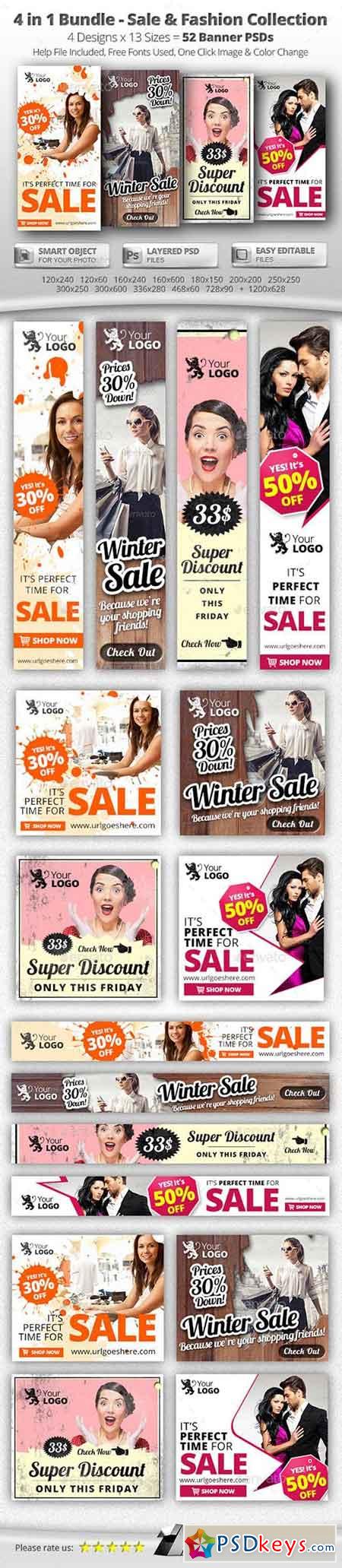 52 Sale & Fashion Web Banners - 4 in 1 Bundle 12014566