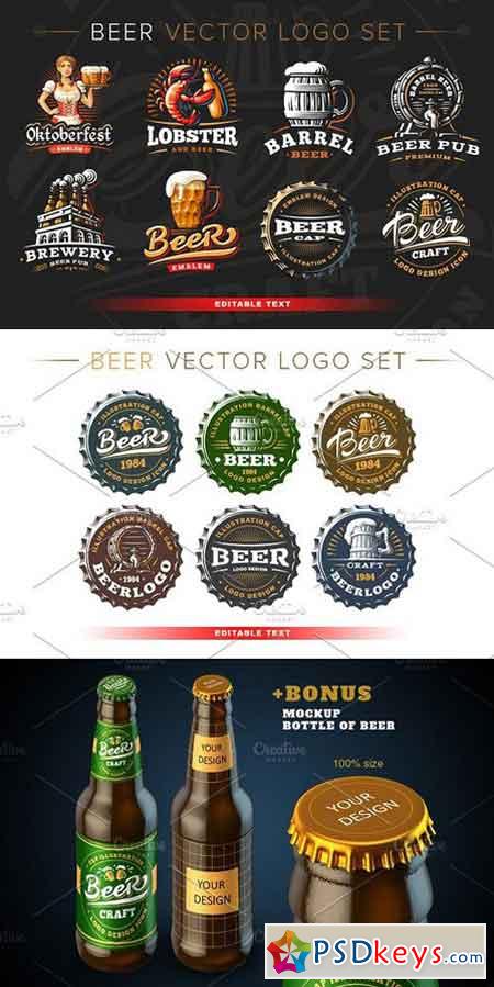 Download Beer logo set. + mockup 1659924 » Free Download Photoshop ...