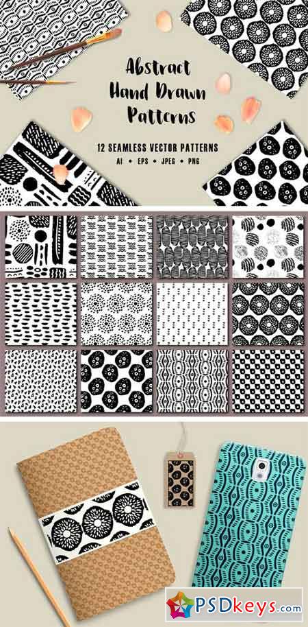 12 Abstract Hand Drawn Patterns 1696759