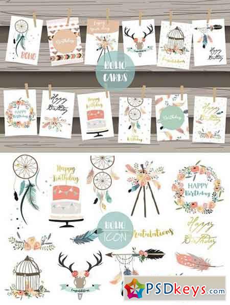 12 cute lovely design boho cards5# 1644647