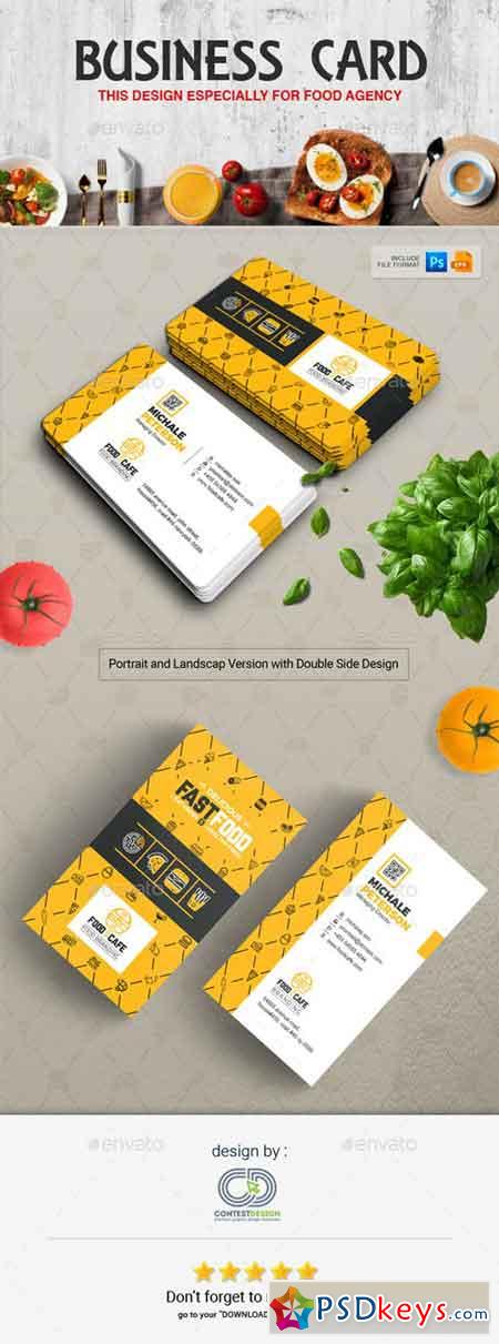 Business Card Design Template for Fast Food Restaurants Cafe 20270687