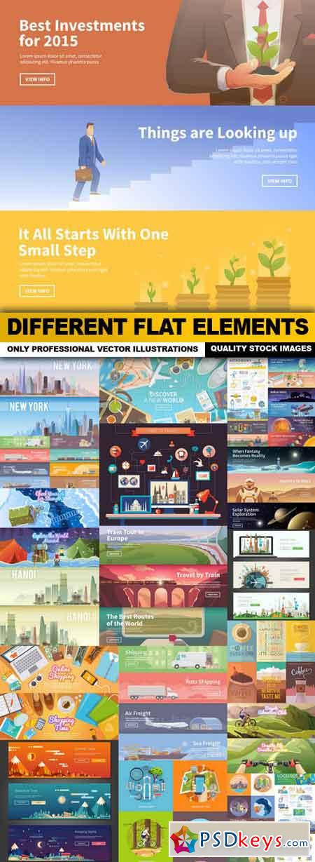 Different Flat Elements - 25 Vector