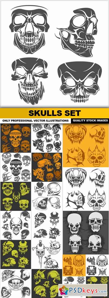 Skulls Set - 15 Vector