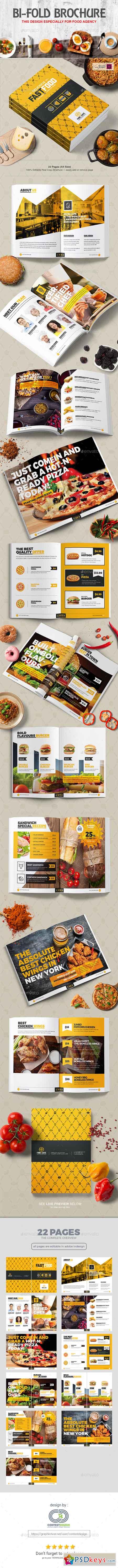 Bi-Fold Brochure Design Template for Fast Food Restaurants Cafe 20274377