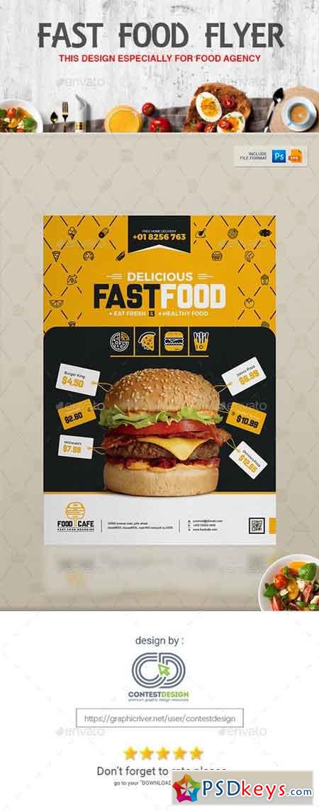 Flyer Poster Design Template for Fast Food Restaurants Cafe 20294979