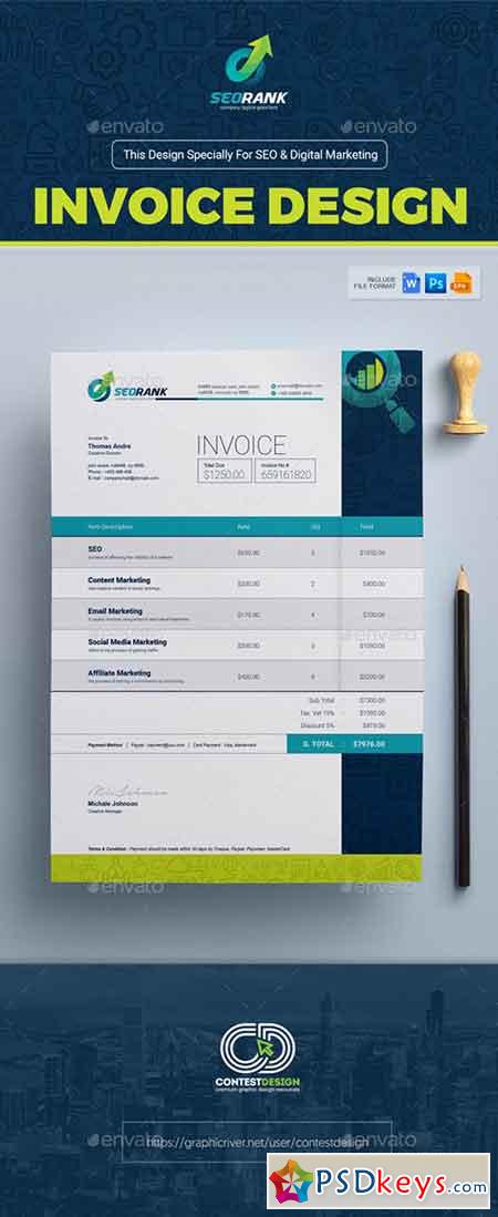 Invoice Template for SEO Digital Marketing Agency Company 19904098