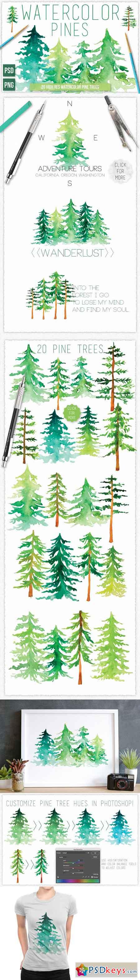 Watercolor Pine Tree Pack 1709080