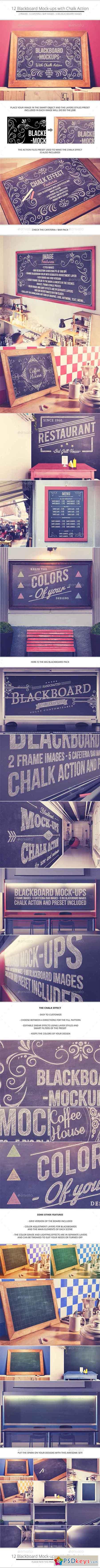 Blackboard Chalkboard Mock-ups with Chalk Action 10799470