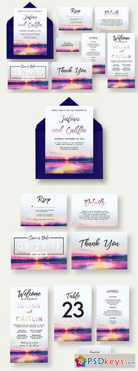 Sunset Lake Wedding Invitation Suite 1664168