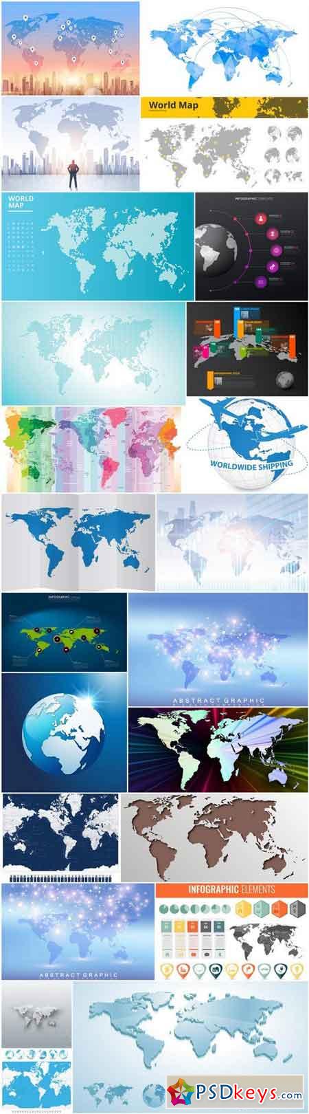 Modern World Map Collection - 25 Vector