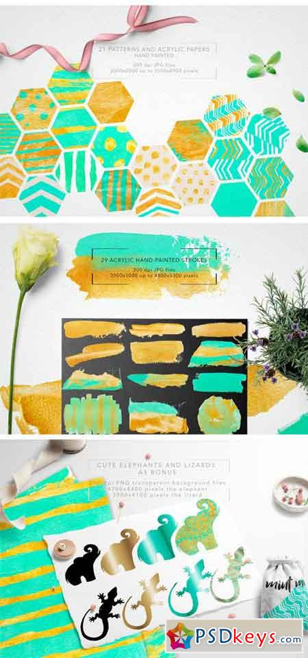 Mint & Gold Geometry Collection 1709777