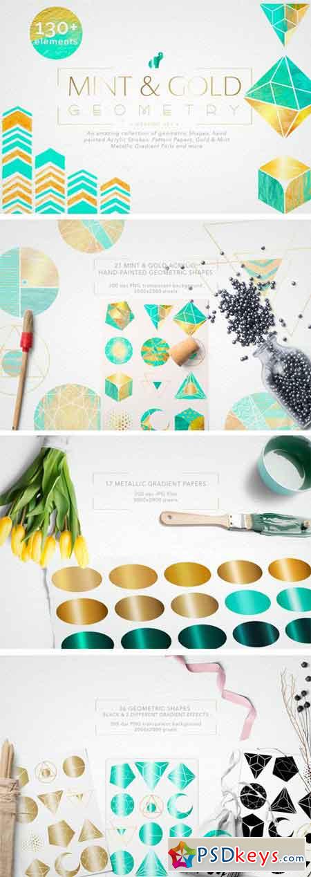 Mint & Gold Geometry Collection 1709777