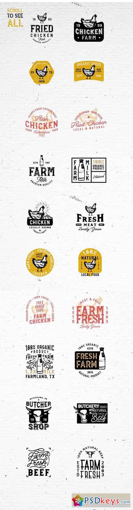 20 FARM FRESH Logos & Badges 1726175