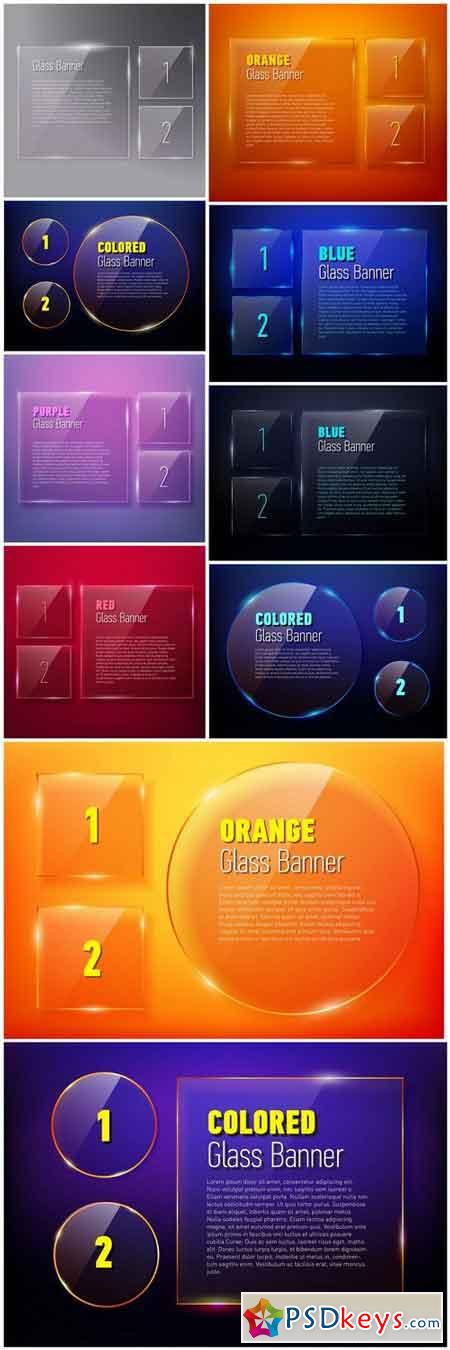 Set Of Glass Banners - 10 Vector