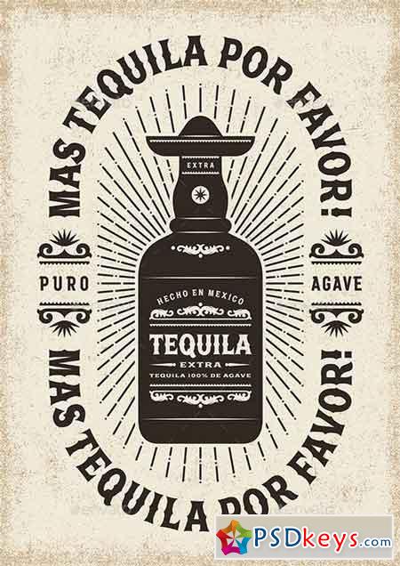 Vintage Mas Tequila Por Favor (More Tequila Please) Typography 20360146