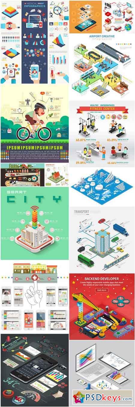 Different Flat Business Illustration - 15 Vector