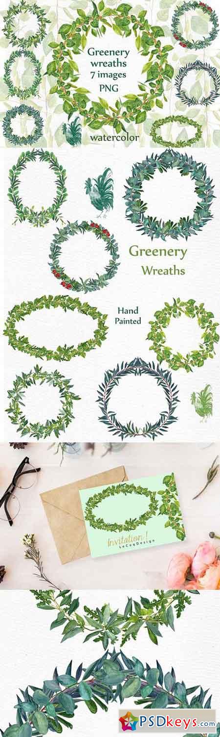 Watercolor Fern Wreaths clipart 1697763