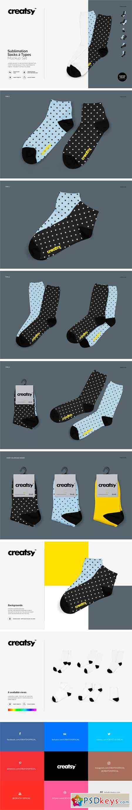 Sublimation Socks 2 Types Mockup Set 1725858