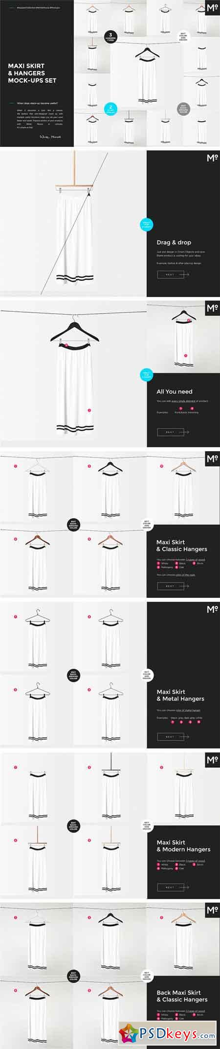Maxi Skirt & Hangers Mock-ups Set 1724597