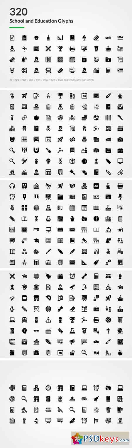 320 School and Education Glyph Icons 1611590