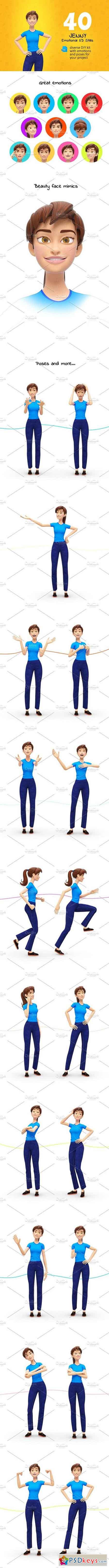Jenny Cartoon 3D Character Promo Set 1696926
