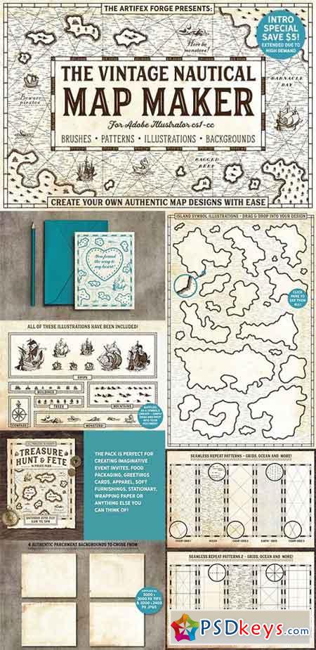 The Vintage Nautical Map Maker 1671313