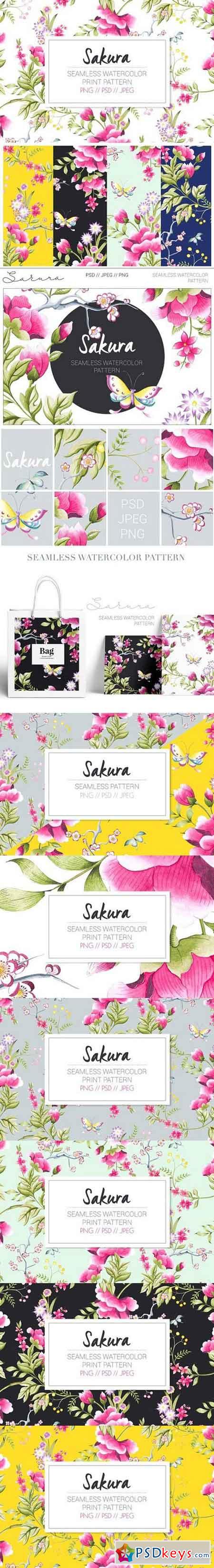 Sakura, a watercolor seamless print. 1697614