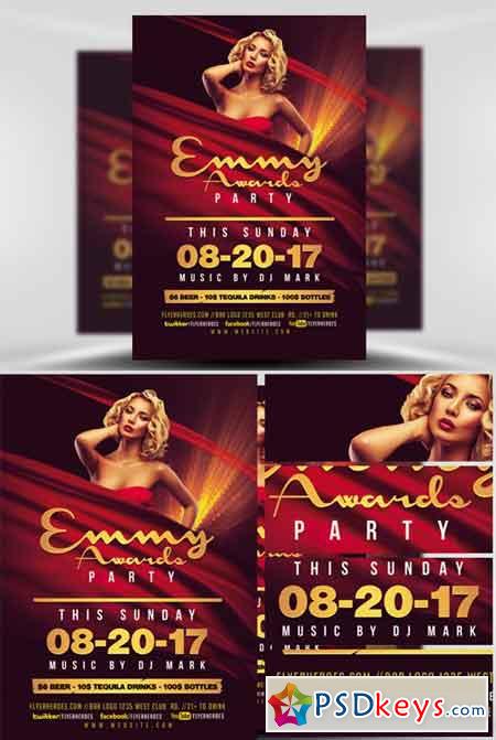 Emmy Awards Party Flyer Template » Free Download Photoshop Vector Stock ...