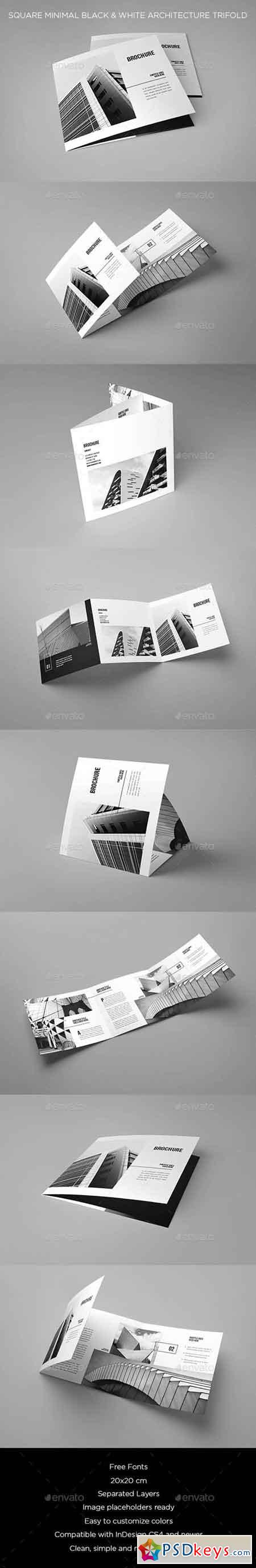 Square Minimal Black & White Architecture Trifold 20512196