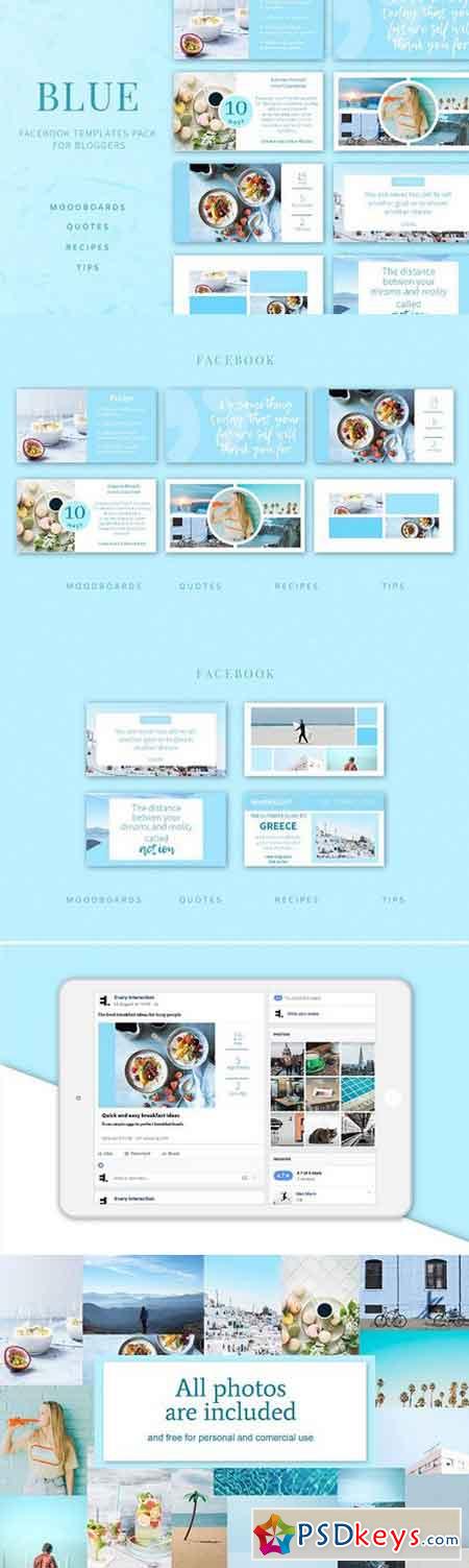 Blue Facebook post templates pack 1740179