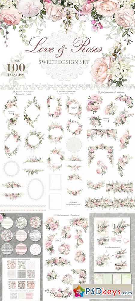 Love & Roses. Floral Design set 1728937