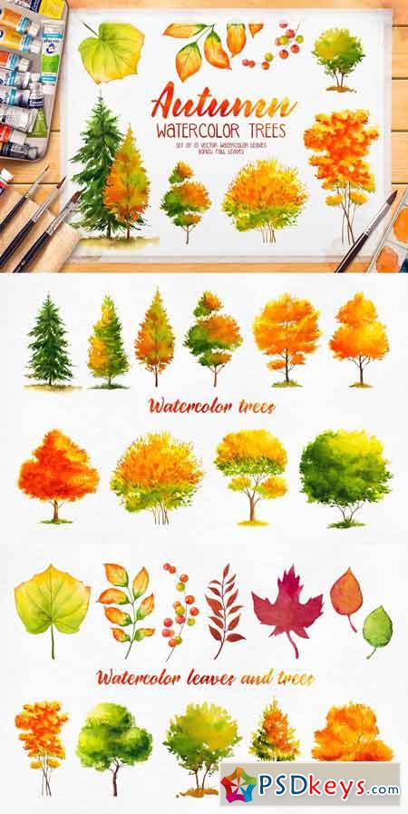 Autumn watercolor trees 1739258