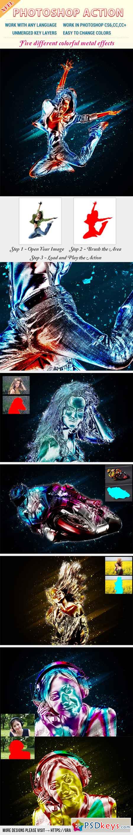 Colorful Metal Effect Photoshop Action 20449848