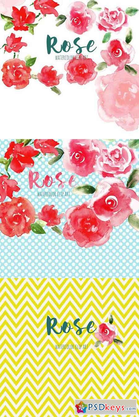 Red Rose. Watercolor clip art 269289