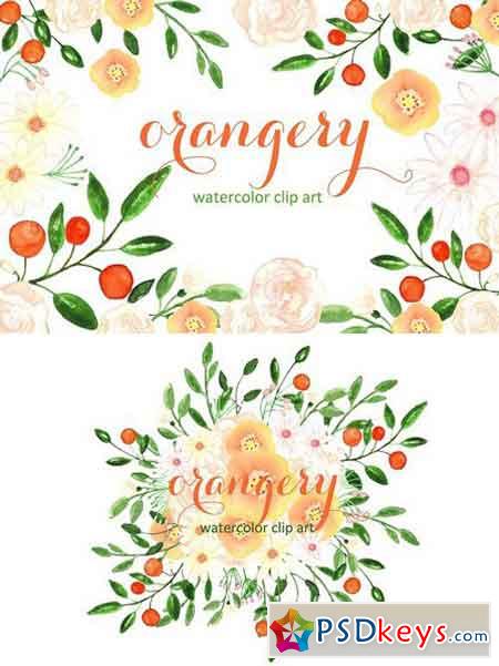Orangery. Watercolor clip art 241861