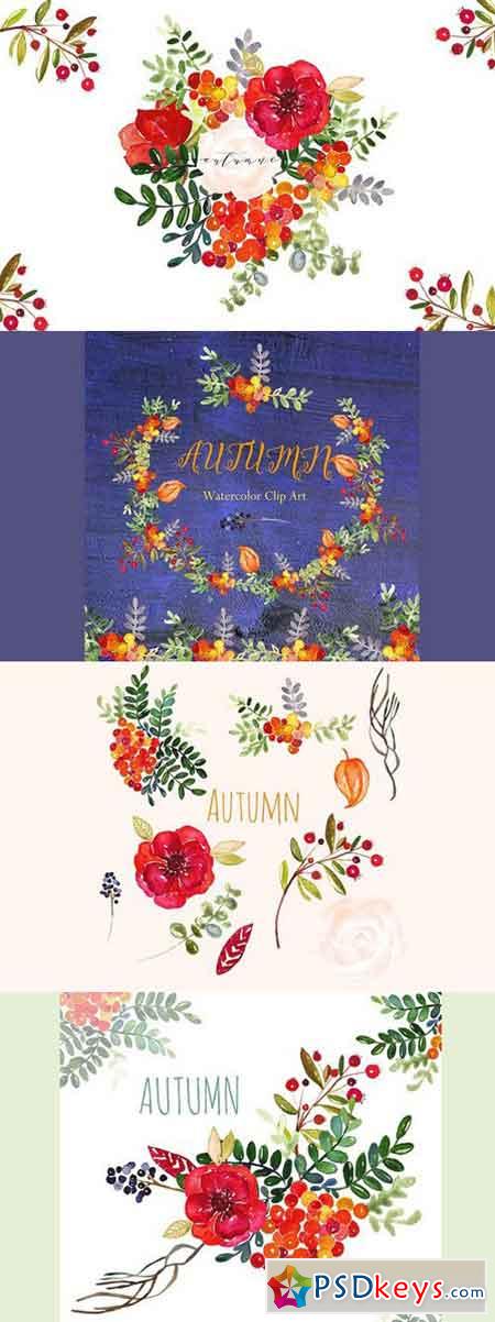 Autumn. Watercolor clip art 376438