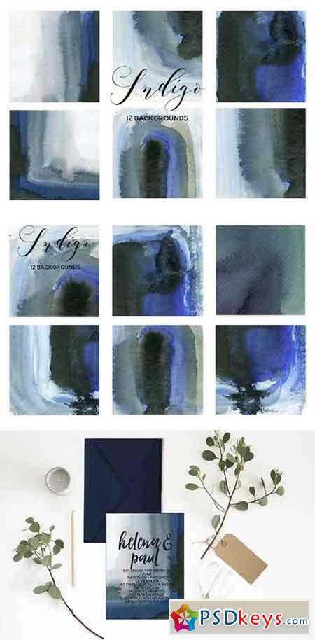 Indigo Blue Grey Watercolor Washes 1349449