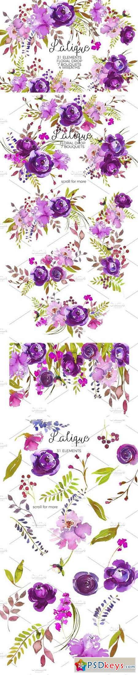 Violet Purple Watercolor Flowers 1215405