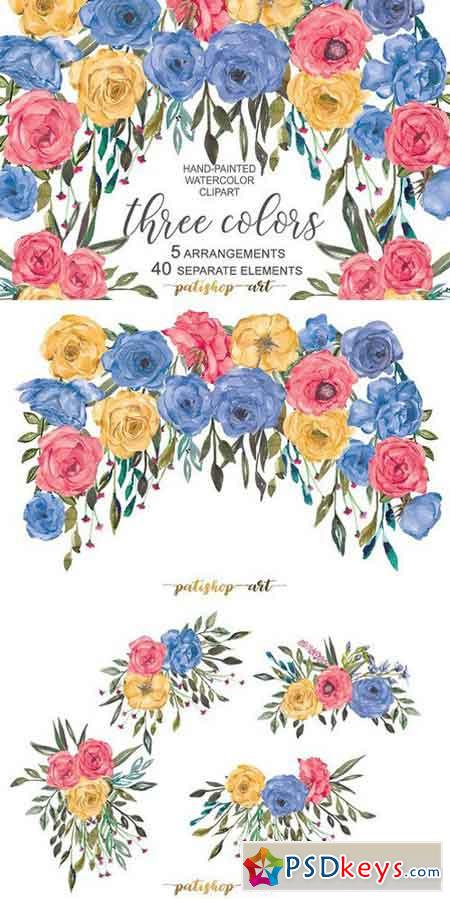 Colorful Roses Floral Clip Art 1773478