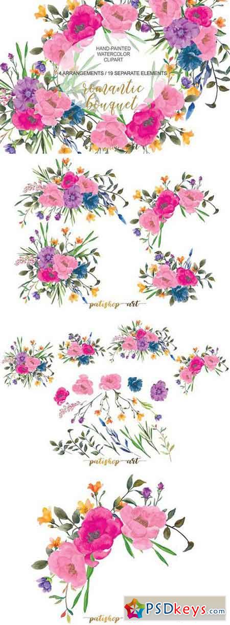 Colorful Romantic Floral Clip Art 1770369