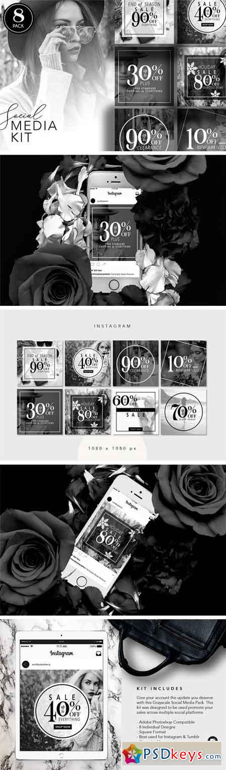 Black-and-White Social Media Pack 1715854