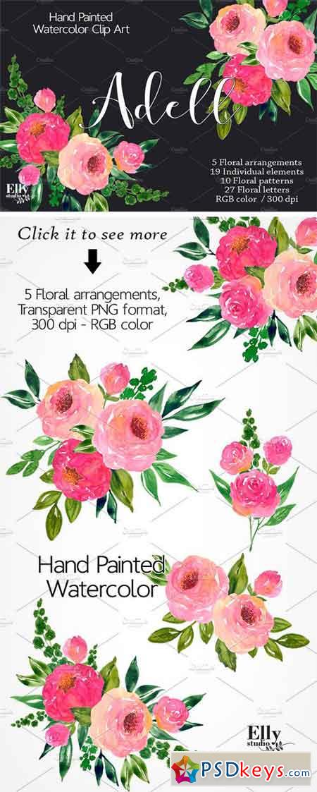 Watercolor Roses Clip Art - Adell 1780235