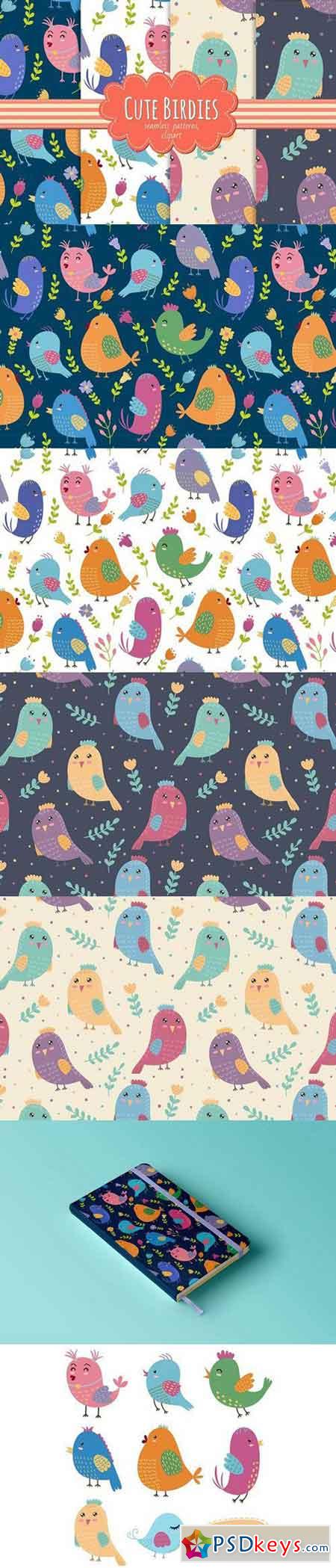 Cute Birdies patterns&clipart 970718