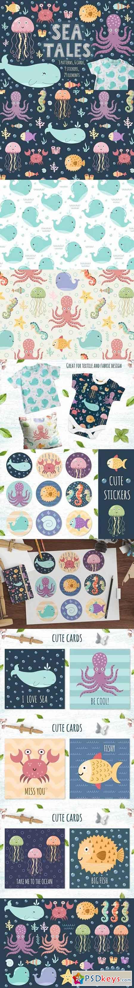 Sea Tales patterns, stickers, cards 1702638