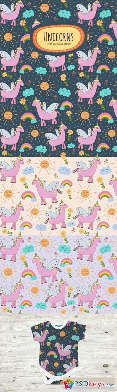 Cute Unicorns seamless patterns 1704010