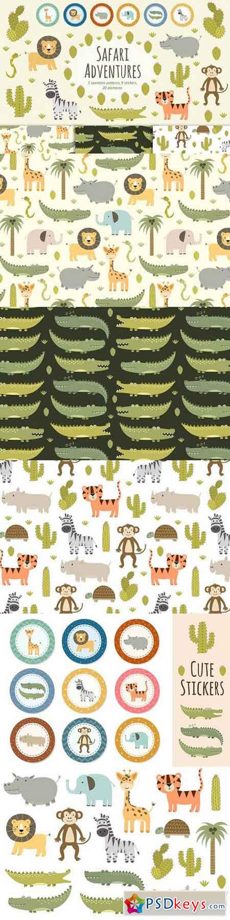 Safari animals patterns & stickers 845529