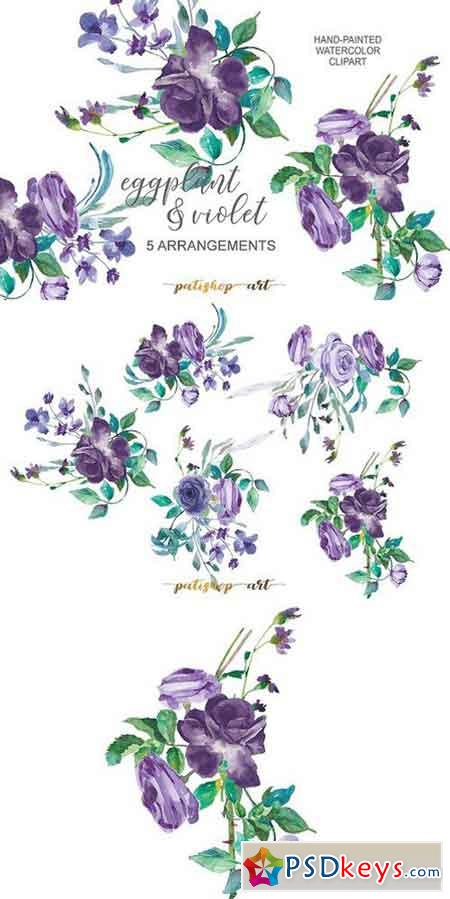 Eggplant & Violet Roses Cliparts 1808931