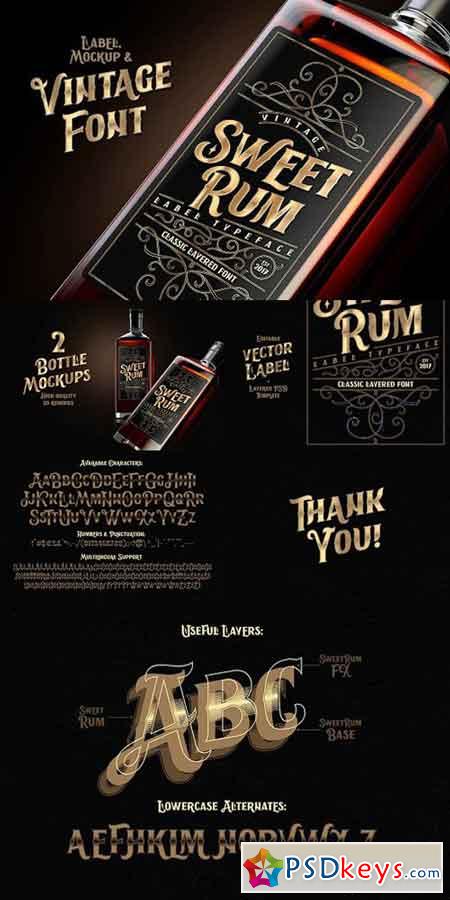 Sweet Rum Font, Label, Mockup! 1782899